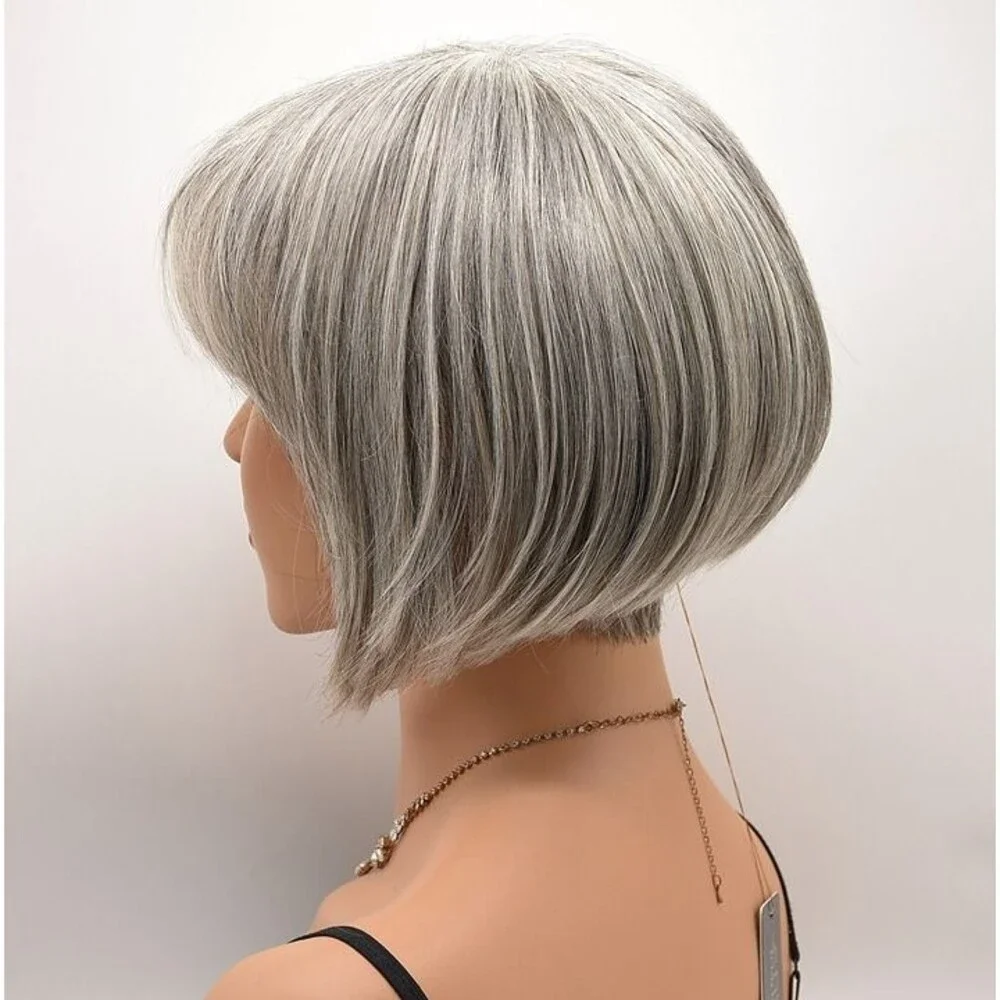TANDI Wig by Envy, Envyhair Human Hair/Synthetic Blend, Medium Grey, NEW